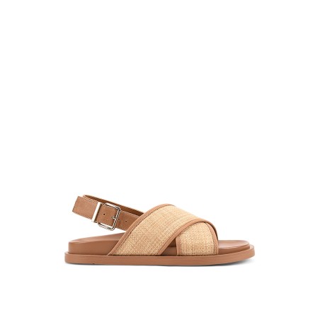 Limited Time Offer Laguna Footbed Sandals - Tan Leather and Natural Raffia