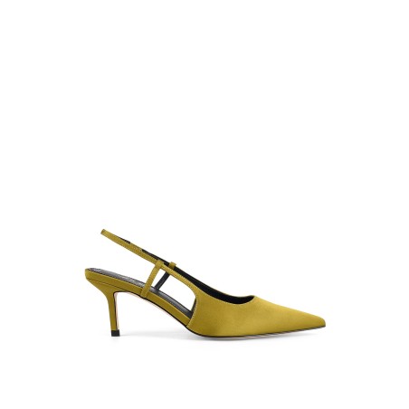 Limited Time Offer Yohana Heeled Slingback - Green Satin Available Now