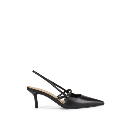 Limited Time Offer York Slingback Heel - Black Leather Hot New Item