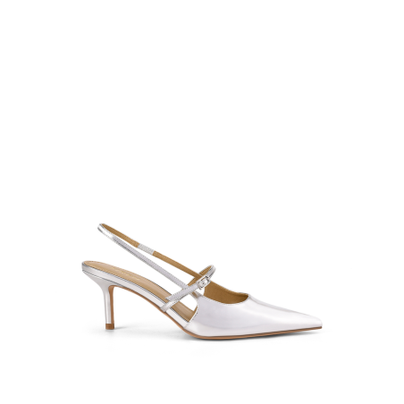 Limited Time Offer York Slingback Heel - Silver Metallic Leather New Stock