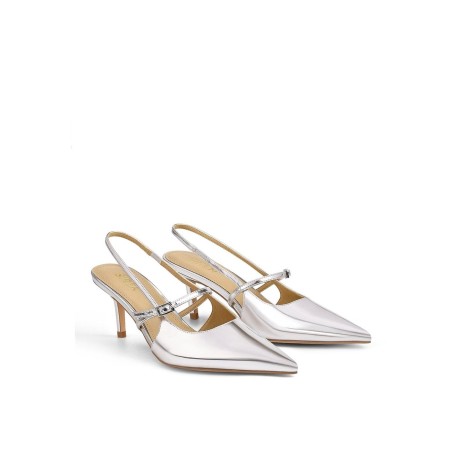 Limited Time Offer York Slingback Heel - Silver Metallic Leather New Stock