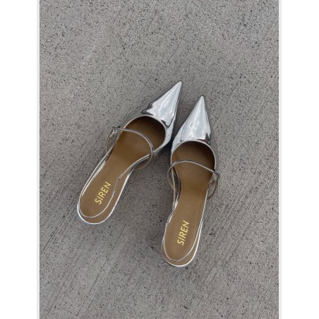 Limited Time Offer York Slingback Heel - Silver Metallic Leather New Stock