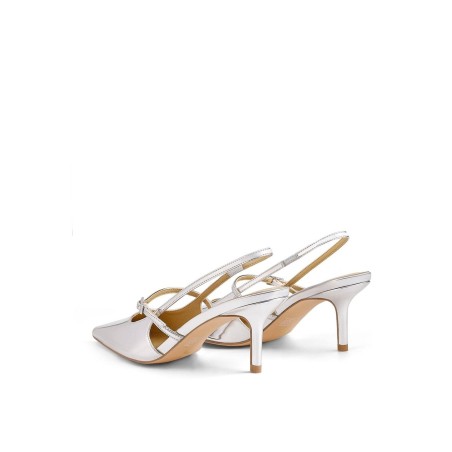 Limited Time Offer York Slingback Heel - Silver Metallic Leather New Stock