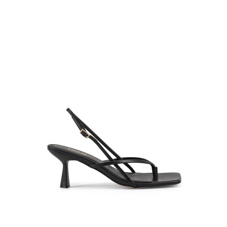 Limited Time Offer Santorini Strappy Thong Sandal - Black Leather In Stock