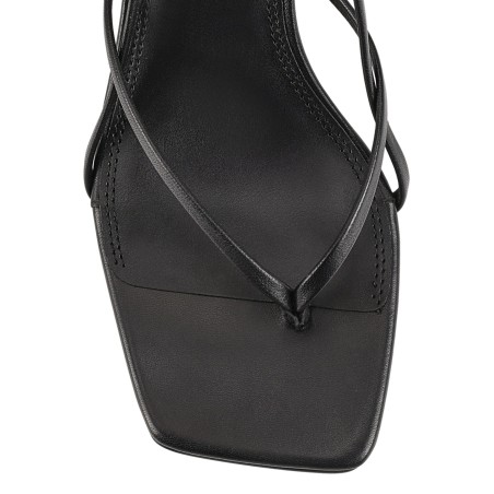 Limited Time Offer Santorini Strappy Thong Sandal - Black Leather In Stock