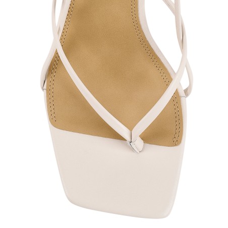 Limited Time Offer Santorini Strappy Thong Sandal - Chalk White Leather Available for Immediate Shipping