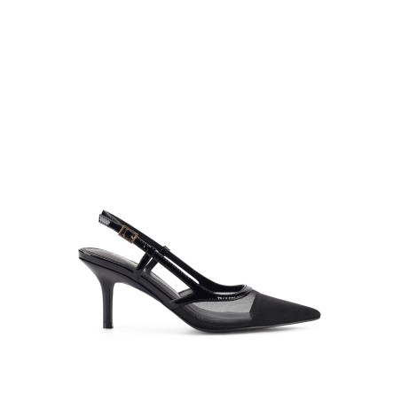 Limited Time Offer Sissy Point Toe Slingbacks - Black Patent Leather/Mesh New Release