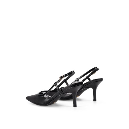 Limited Time Offer Sissy Point Toe Slingbacks - Black Patent Leather/Mesh New Release