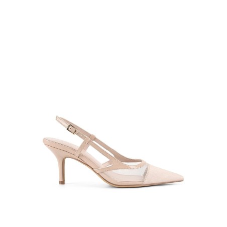 Limited Time Offer Sissy Point Toe Slingbacks - Nude Patent Leather/Mesh Ready for Shipment