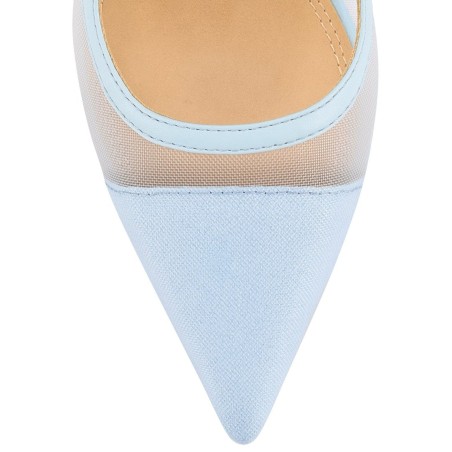 Limited Time Offer Sissy Point Toe Slingbacks - Pale Blue Leather/Mesh Latest Edition