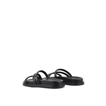 Limited Time Offer Lane Strappy Footbed Slides - Black Leather Latest Edition