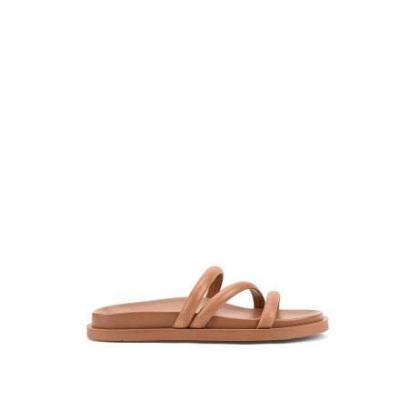 Limited Time Offer Lane Strappy Footbed Slides - Tan Leather On Hand Now