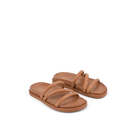 Limited Time Offer Lane Strappy Footbed Slides - Tan Leather On Hand Now