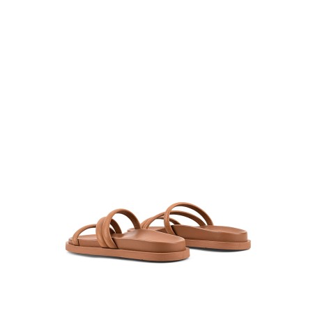 Limited Time Offer Lane Strappy Footbed Slides - Tan Leather On Hand Now