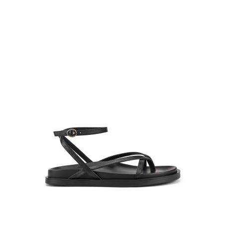 Limited Time Offer Lawrence Footbed Sandals - Black Leather Fresh Release