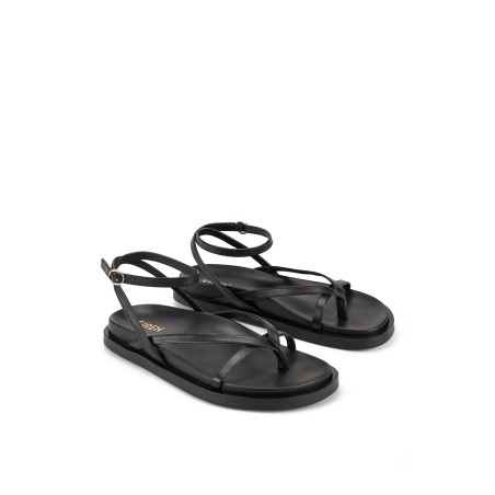 Limited Time Offer Lawrence Footbed Sandals - Black Leather Fresh Release