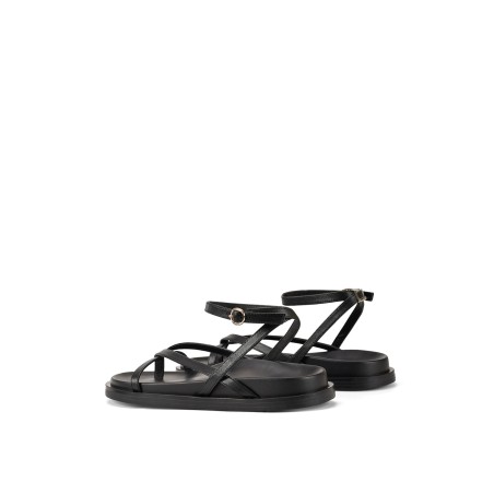 Limited Time Offer Lawrence Footbed Sandals - Black Leather Fresh Release