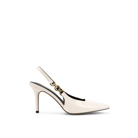 Limited Time Offer Venus Slingback Stiletto Heels - Chalk White Patent Leather Just In