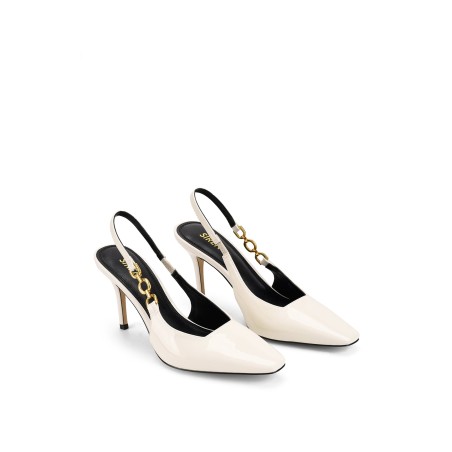 Limited Time Offer Venus Slingback Stiletto Heels - Chalk White Patent Leather Just In