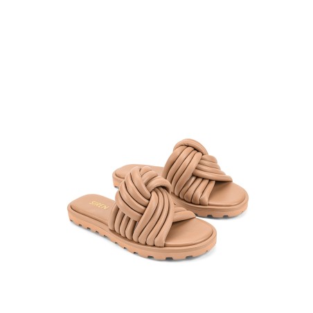 Limited Time Offer Weston Footbed Slides - Almond Tan Leather New Release