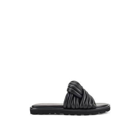 Limited Time Offer Weston Footbed Slides - Black Leather