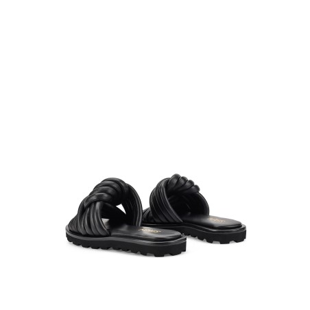 Limited Time Offer Weston Footbed Slides - Black Leather