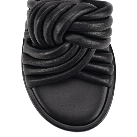 Limited Time Offer Weston Footbed Slides - Black Leather