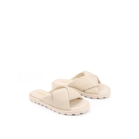 Limited Time Offer Westy Puffy Slides - Beige Leather Latest Edition