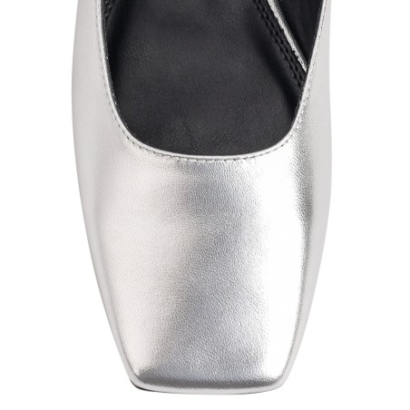 Limited Time Offer Xandria Square Toe Ballets - Silver Metallic Leather New Collection