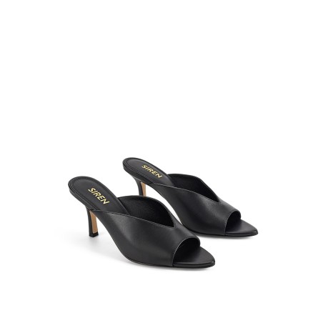 Limited Time Offer Mabel Point Toe Mules - Black Leather Immediate Availability