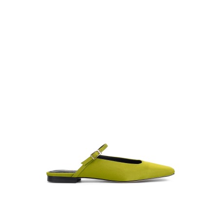 Limited Time Offer Xanthe Mary Jane Mules - Green Satin Available for Immediate Shipping