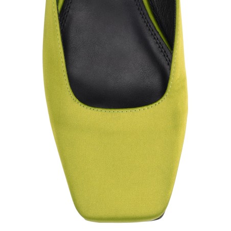 Limited Time Offer Xanthe Mary Jane Mules - Green Satin Available for Immediate Shipping