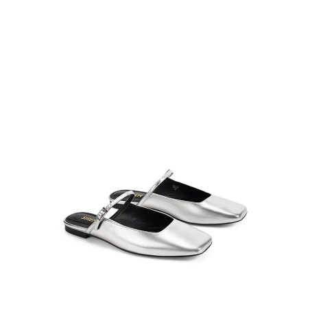 Limited Time Offer Xanthe Mary Jane Mules - Silver Metallic Leather New Release