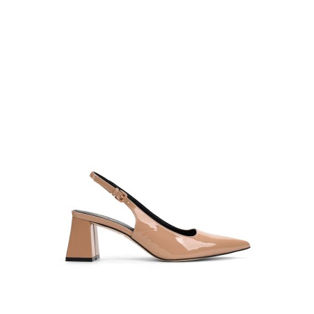 Limited Time Offer Yarra Pointed Toe Slingbacks - Almond Tan Patent Leather Ready for Shipment