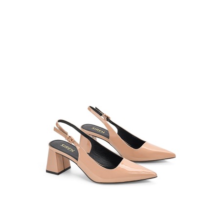 Limited Time Offer Yarra Pointed Toe Slingbacks - Almond Tan Patent Leather Ready for Shipment