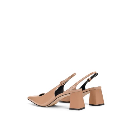 Limited Time Offer Yarra Pointed Toe Slingbacks - Almond Tan Patent Leather Ready for Shipment