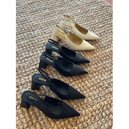 Limited Time Offer Yarra Pointed Toe Slingbacks - Black Satin On Hand Now