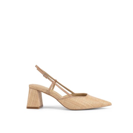 Limited Time Offer Yasmine Slingback Heels - Almond Leather & Natural Raffia Just Launched