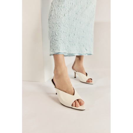 Limited Time Offer Mabel Point Toe Mules - Chalk White Leather