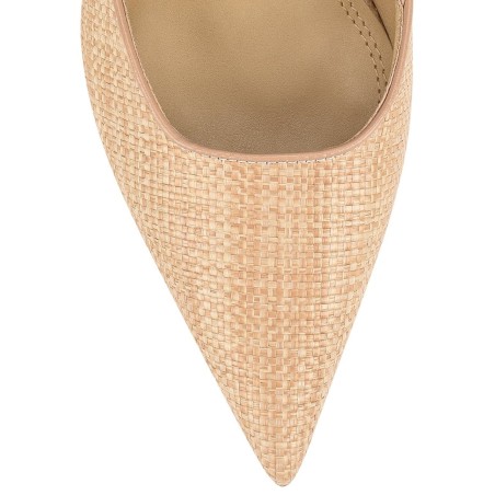 Limited Time Offer Yasmine Slingback Heels - Almond Leather & Natural Raffia Just Launched