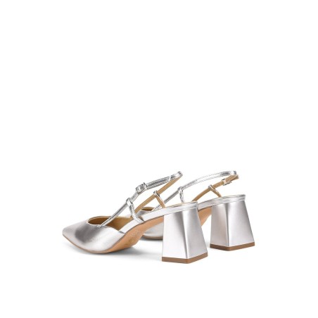 Limited Time Offer Yasmine Slingback Heels - Silver Metallic Leather