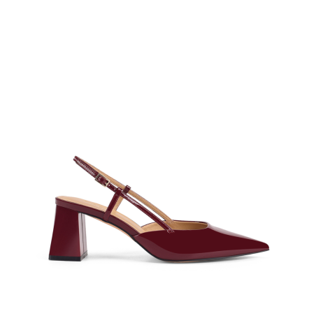 Limited Time Offer Yasmine Slingback Heels - Wine Patent Leather Hot New Item