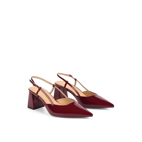 Limited Time Offer Yasmine Slingback Heels - Wine Patent Leather Hot New Item