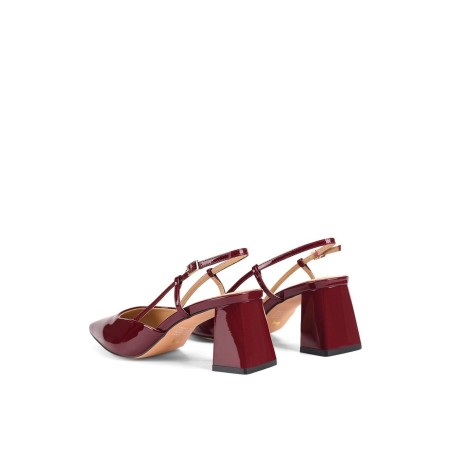 Limited Time Offer Yasmine Slingback Heels - Wine Patent Leather Hot New Item