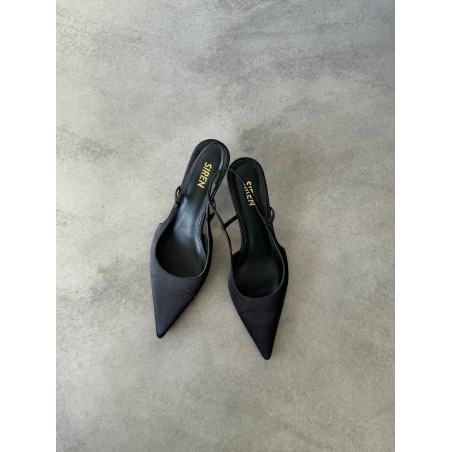 Limited Time Offer Yohana Heeled Slingback - Black Satin New Collection