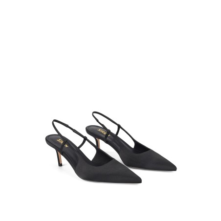 Limited Time Offer Yohana Heeled Slingback - Black Satin New Collection