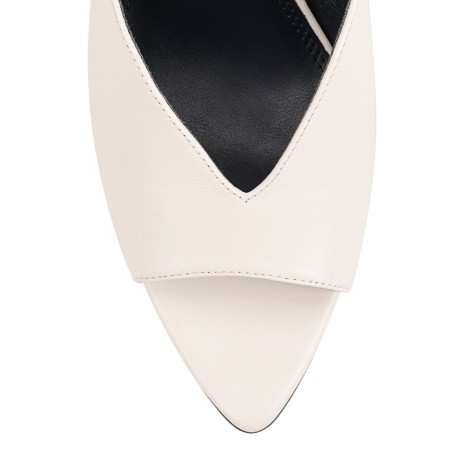 Limited Time Offer Mabel Point Toe Mules - Chalk White Leather