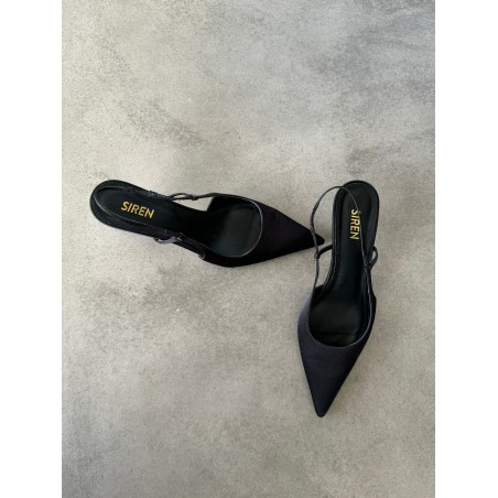 Limited Time Offer Yohana Heeled Slingback - Black Satin New Collection