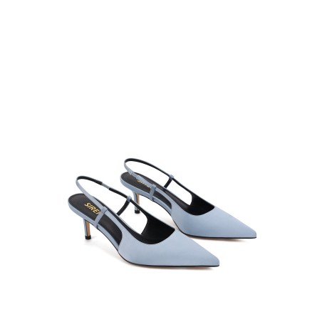 Limited Time Offer Yohana Heeled Slingback - Blue Satin New Stock