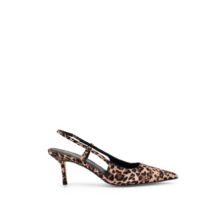 Limited Time Offer Yohana Heeled Slingback - Leopard Satin Just In